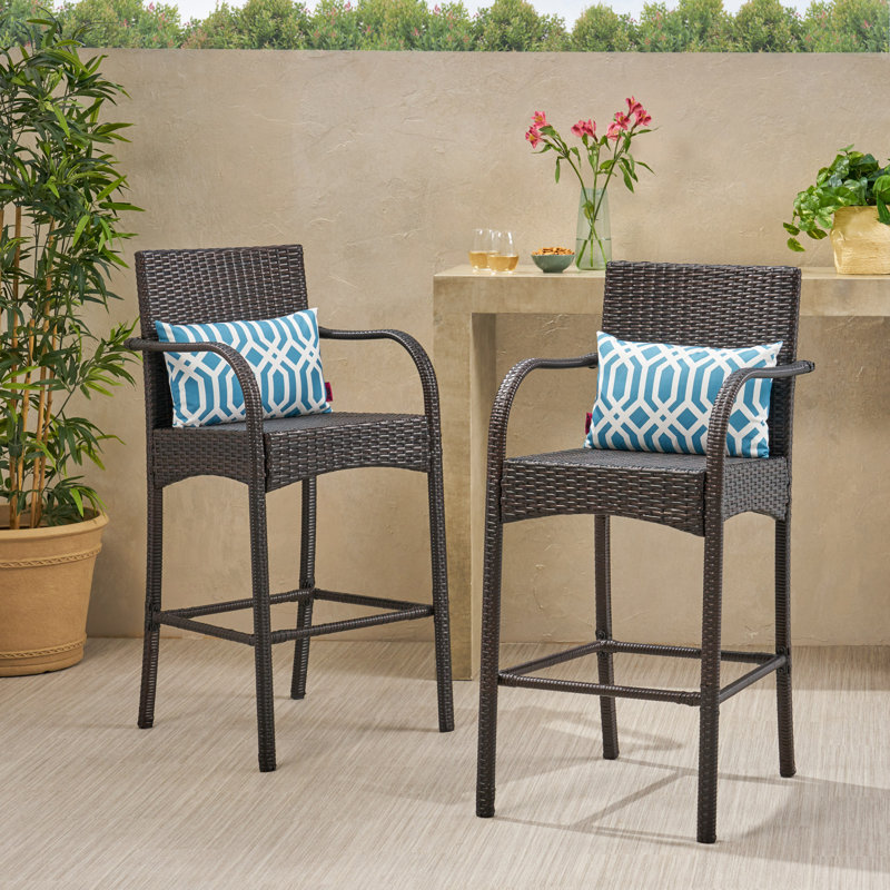Rosetta Wicker Outdoor Stool, Brown