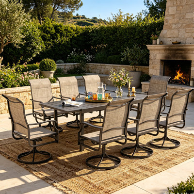 Emy 8 - Person Patio Dining Set Extendable Rectangular Table