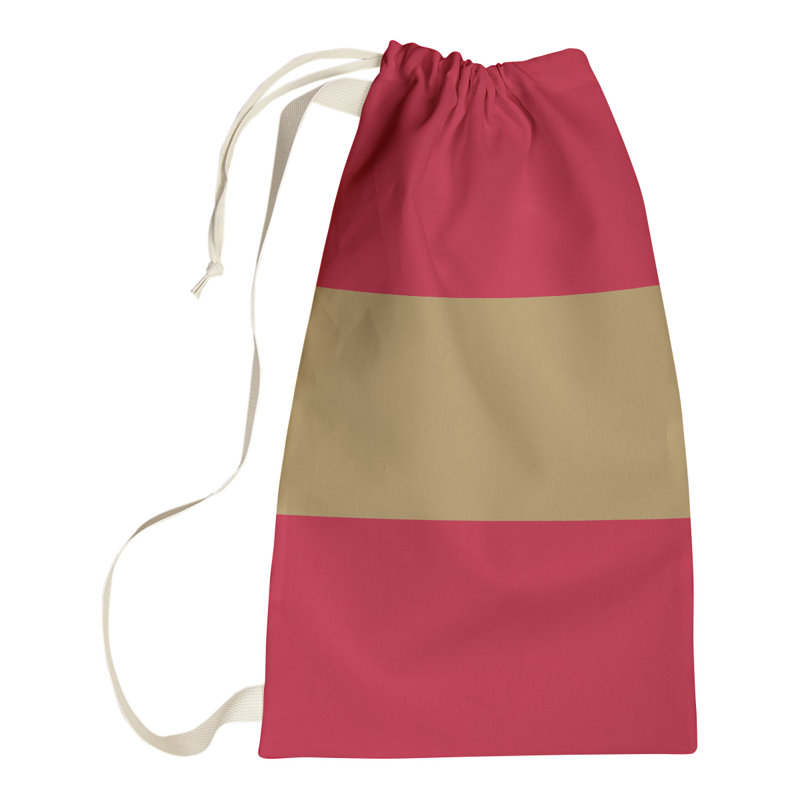 Fabric Laundry Bag with Handles, 29" H x 18" W x 1.5" D, Red/Flat Gold/Red
