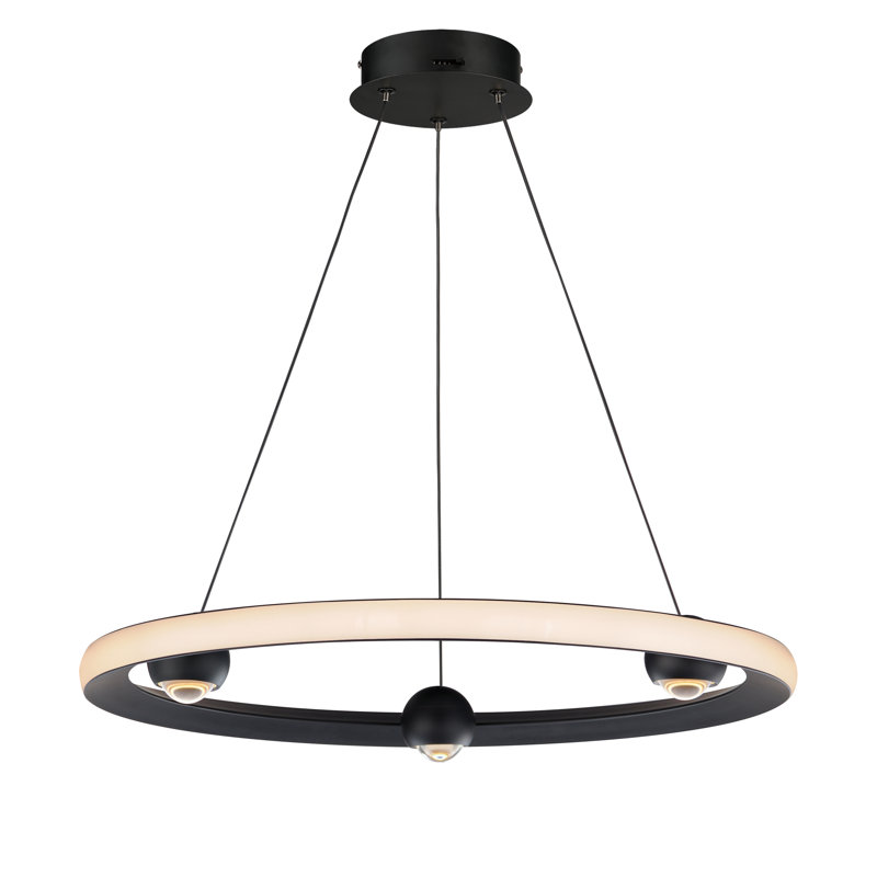 Luminaire suspendu 1 lumière, Noir, H 2,75 po x l 24 po x P 24 po