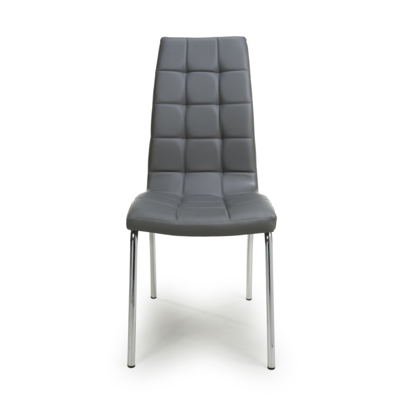 Jenner Leather Effect Dining Chair, Chrome, Grey