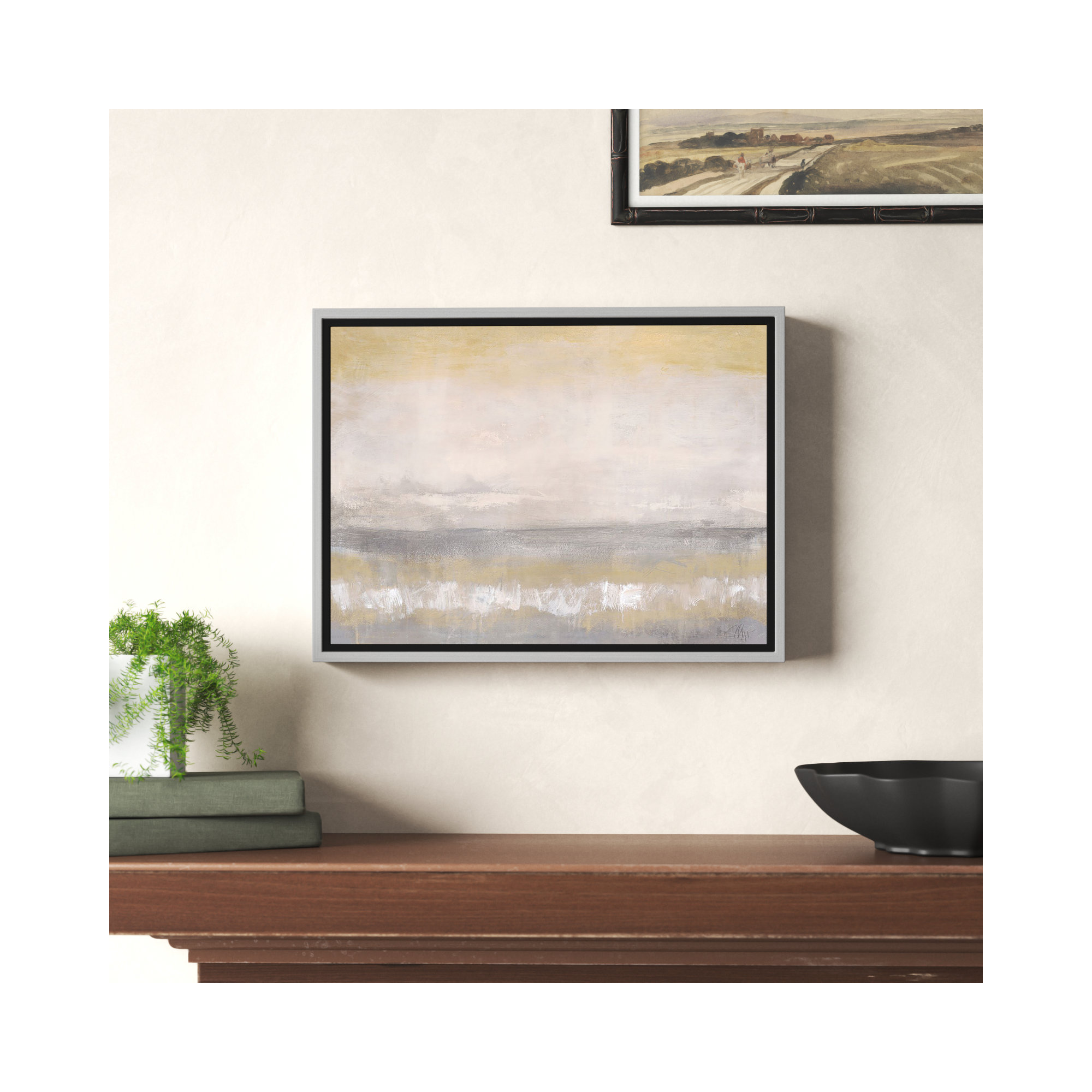 Morning Calm 2 - Floater Frame Painting Print on Canvas, Silver Framed, 12" H x 16" W x 2" D