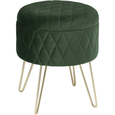 Berg 31.5Cm Velvet Round Storage Ottoman