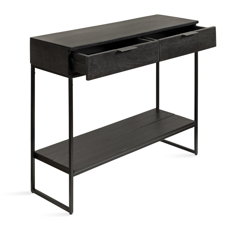 Giguere Wood and Metal Console Table with Storage Shelf