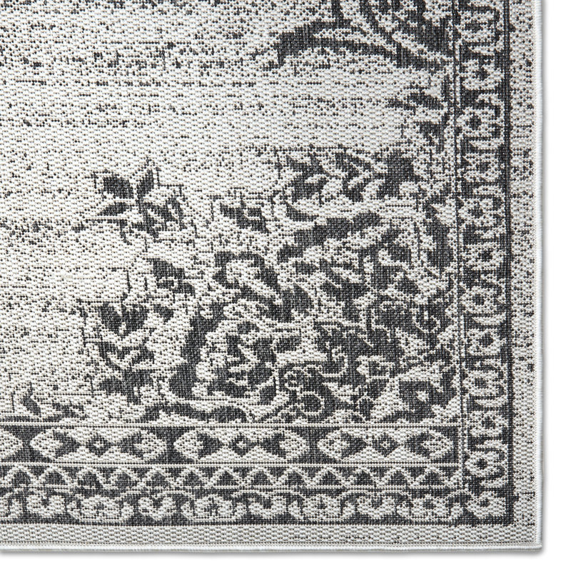 Tapis intérieur / extérieur gris / noir Nicole Miller, Rectangle 9 pi 2 po x 12 pi 5 po