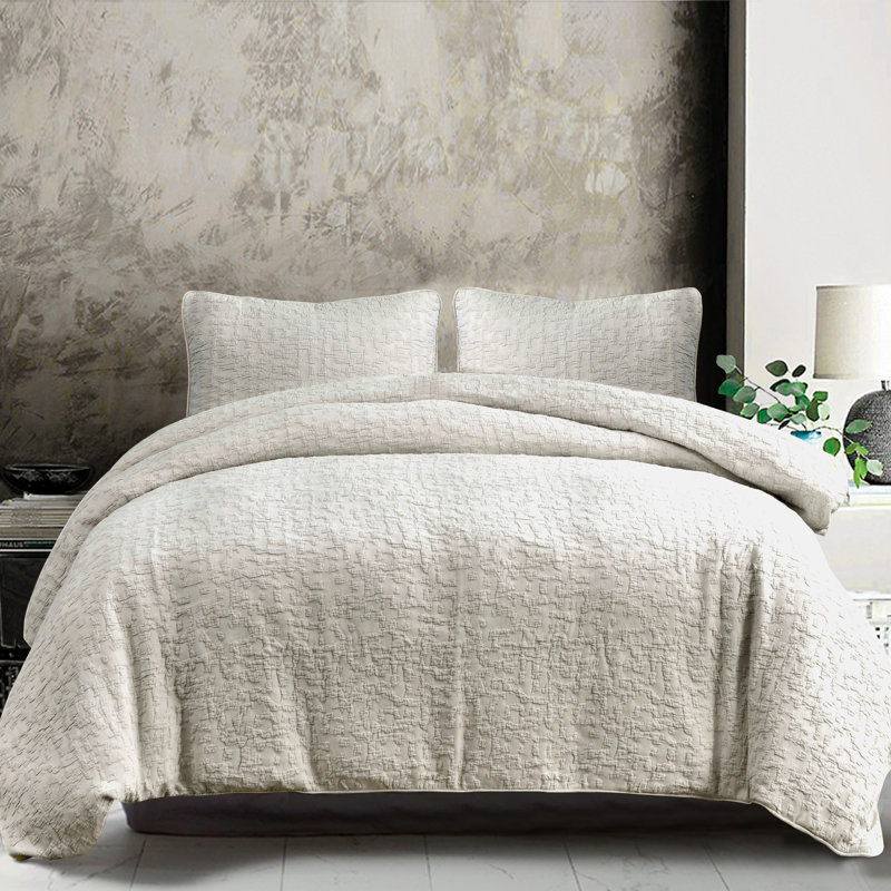 Ensemble d'édredon 3 pièces Porto Matelassé, Édredon pour très grand lit + 2 très grandes ta, Taupe