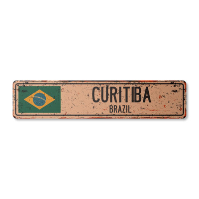 Curitiba Br Street Sign Heavy Duty Plastic 7" X 30"