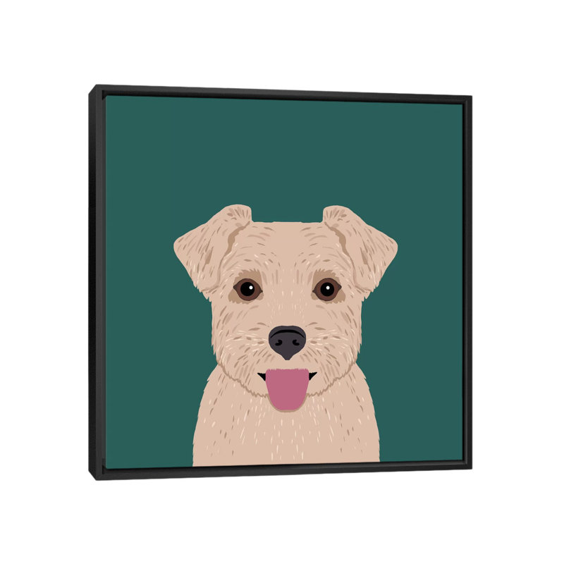 Norfolk terrier, impression sur toile tendue, H 18 po x l 18 po x P 1,5 po, Toile avec cadre noir, Pas de tapis