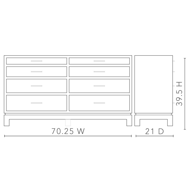 Florence Extra Large 8-Drawer Glass Top