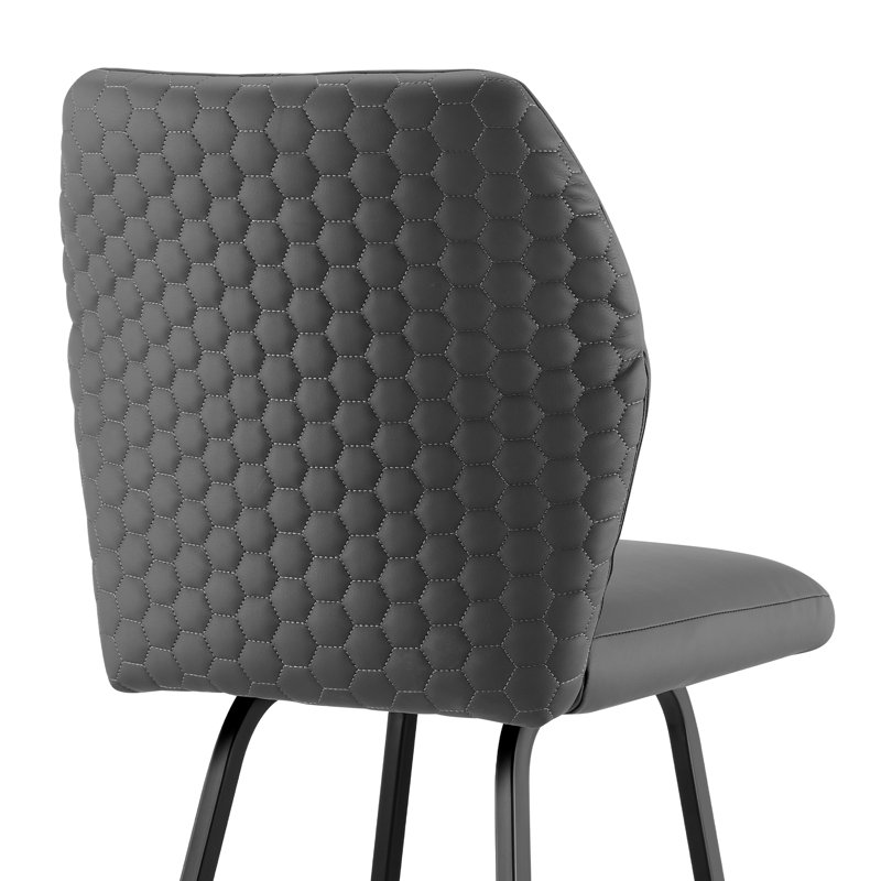 Atilia Bar, Bar Stool (30" Seat Height), Gray Faux Leather/Black Matte Frame