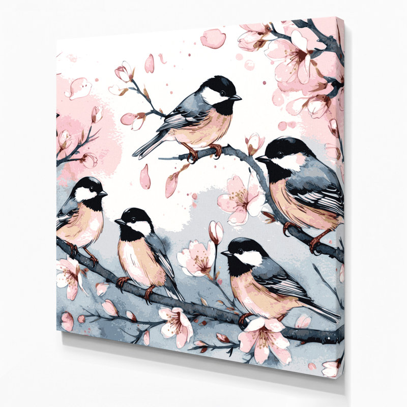 Oiseaux, art mural sur toile, mésange noire, H 12 po x l 12 po