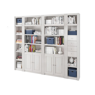 Elona 213cm H x 255cm W Solid Wood Library Bookcase