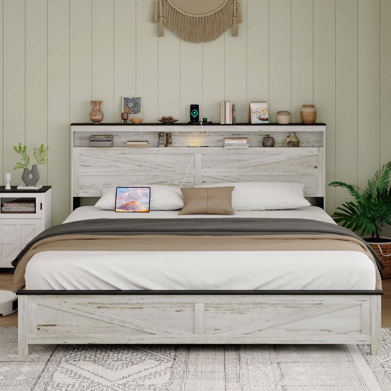 Très grand lit avec tête de lit en bois et espace de rangement caché, pas besoin de sommier tapissier