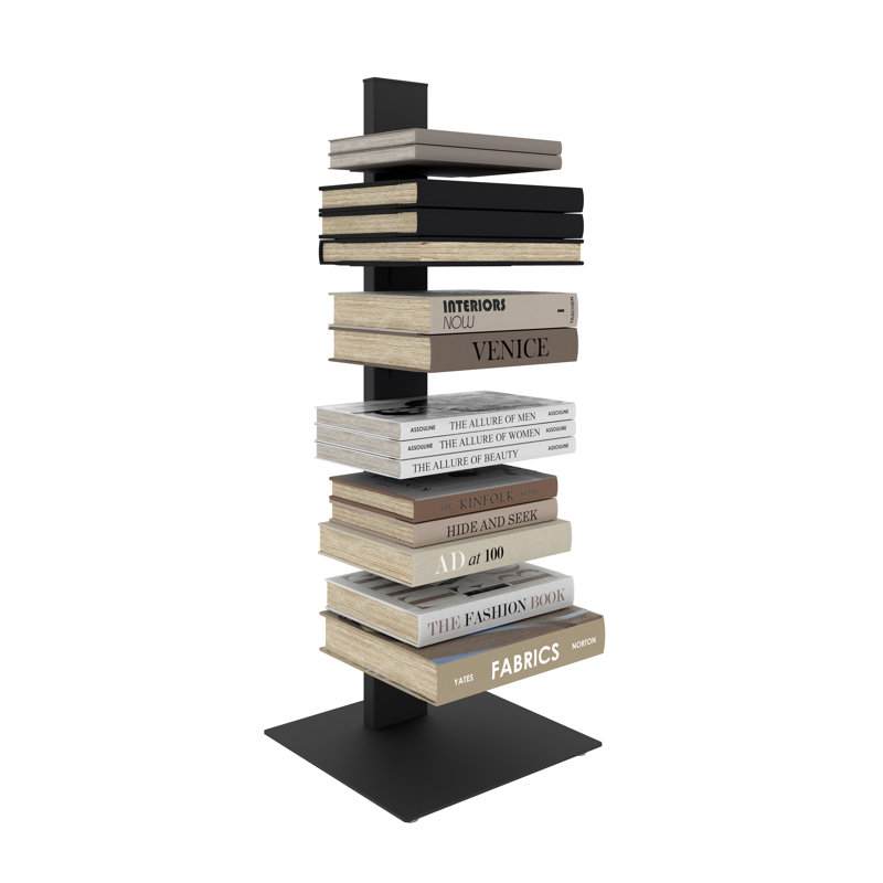 Ajax Black Steel 6-Tier Ladder Bookcase