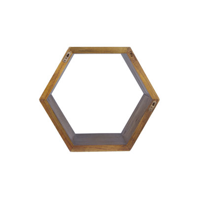 Cray Hexagon Oak Solid Wood Accent Shelf