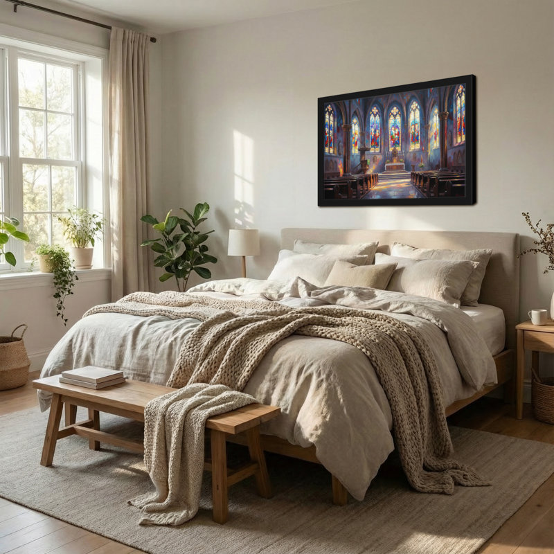 Paysage et nature, vitraux d'églises, art intérieur, H 12 po x l 18 po