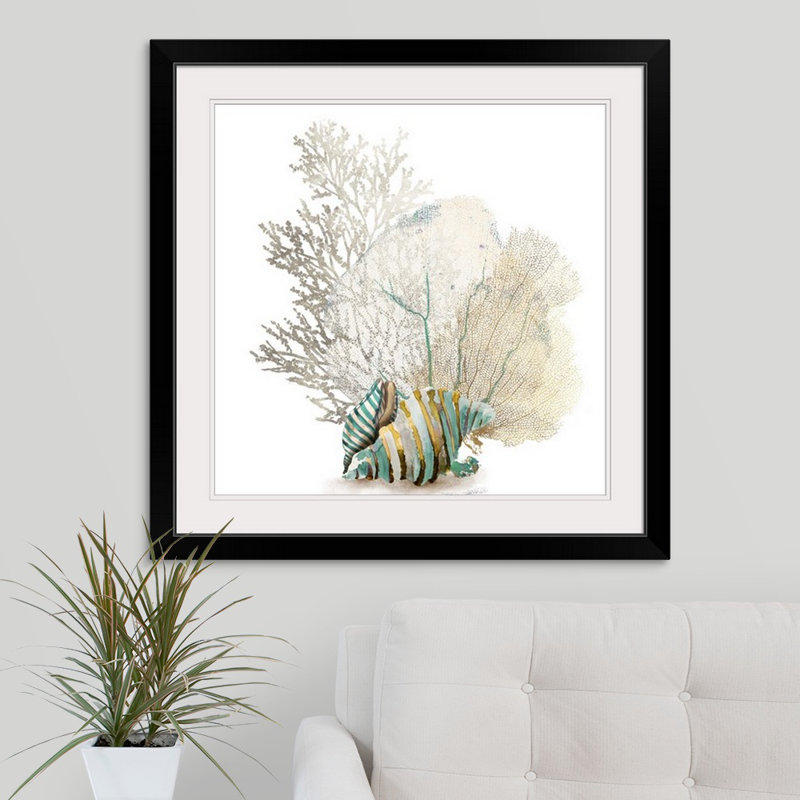 «Deep Coral II» par Aimee Wilson - reproduction d'art, H 32 po x l 32 po x P 1 po, Cadre noir