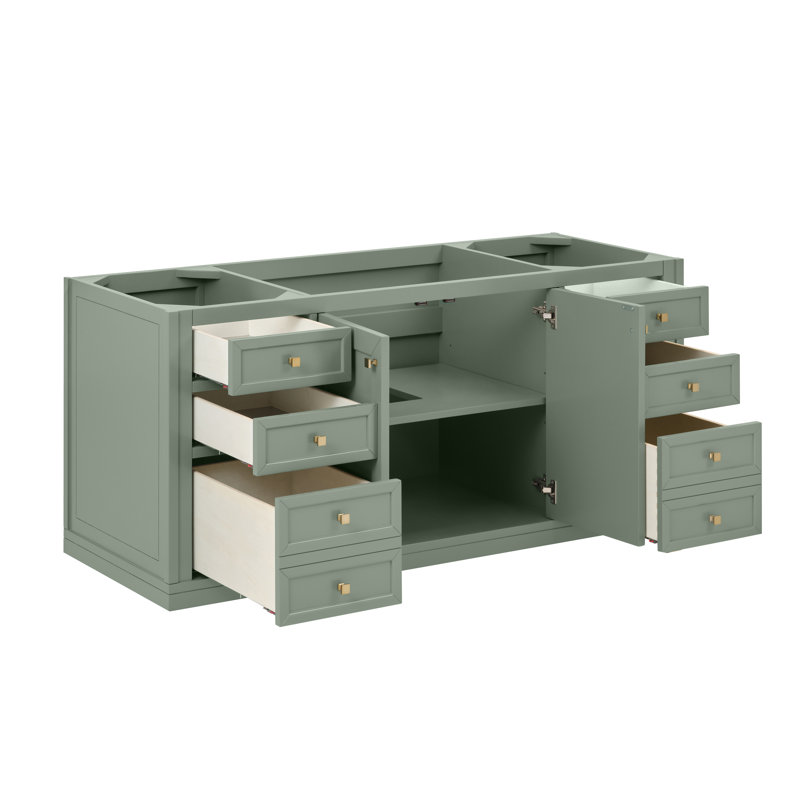 Chicago 60"W Single Vanity W/ Freepower Wireless Charger, Smokey Celadon, Ethereal Noctis