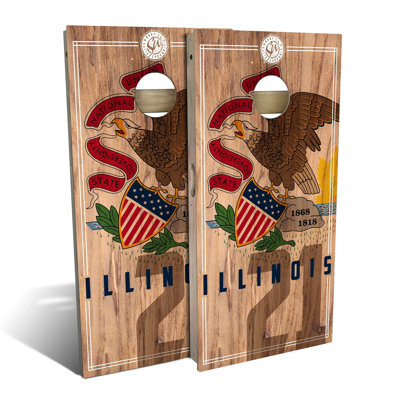 Illinois State Flag 2.0 Cornhole Board Set | Includes (2) Boards, (8) Bags & Optional Accessories