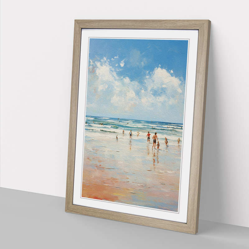 Beach Impressionism No.4 - Framed Print, 64cm H x 46cm W, Oak Framed