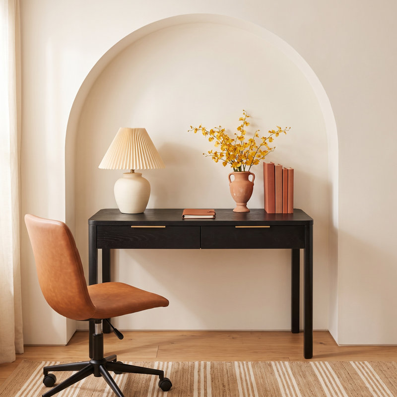 Tahani 2 Drawer Wood Desk, Black