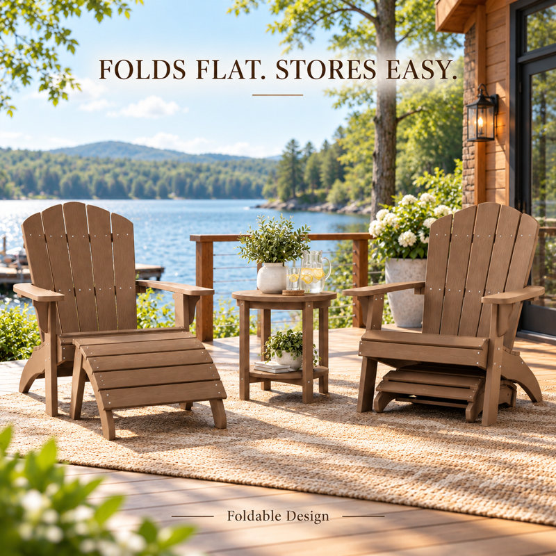 Repose-pieds Hiir Adirondack, repose-pieds pliable extérieur en plastique Adirondack , Teck