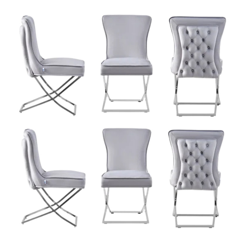 Yvelines Modern Velvet Dining Chairs - Ergonomic Velvet Upholstered Back with Stainless Steel Frame - Side Chair for Kitchen Living Room Dining Room