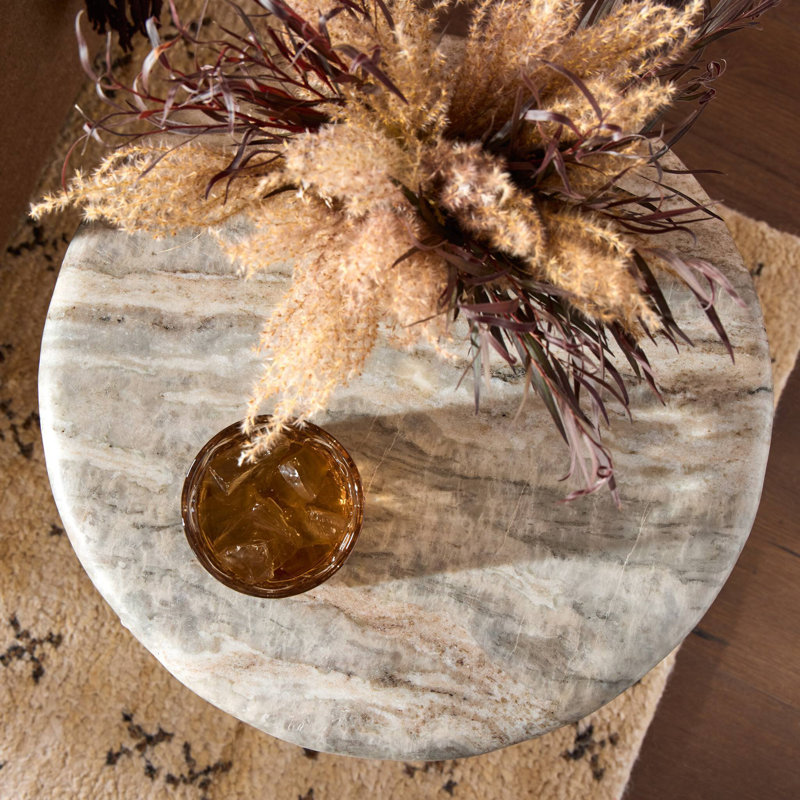 Waylie Small Marble End Table-River Grey Marble