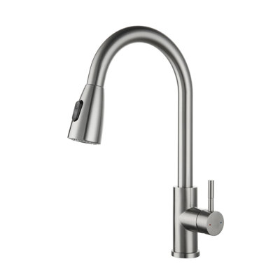 Single Handle Pull Down Sprayer Kitchen Faucet in Brushed Nickel