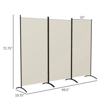 3 Panel Room Divider Screen, 6 Ft Tall Folding Privacy Screen, Freestanding Partition Wall Divider for Indoor, Home Office, Light Gray by HomCom