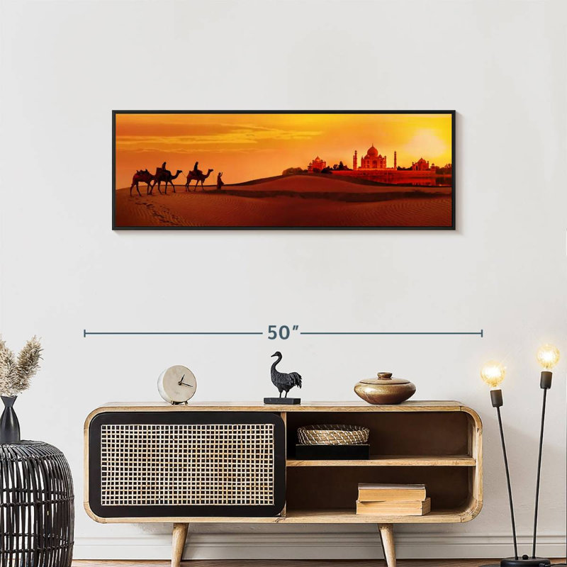 Taj Mahal gens du voyage, 43 po x 15 po, Cadre flottant noir