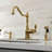 Kingston Brass American Classic Single-Handle 2-or-4 Hole Deck Mount Kitchen Faucet with Brass Sprayer-87927420