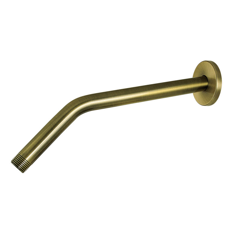 Bras de douche Kingston en laiton 12 po avec bride ronde, Laiton antique
