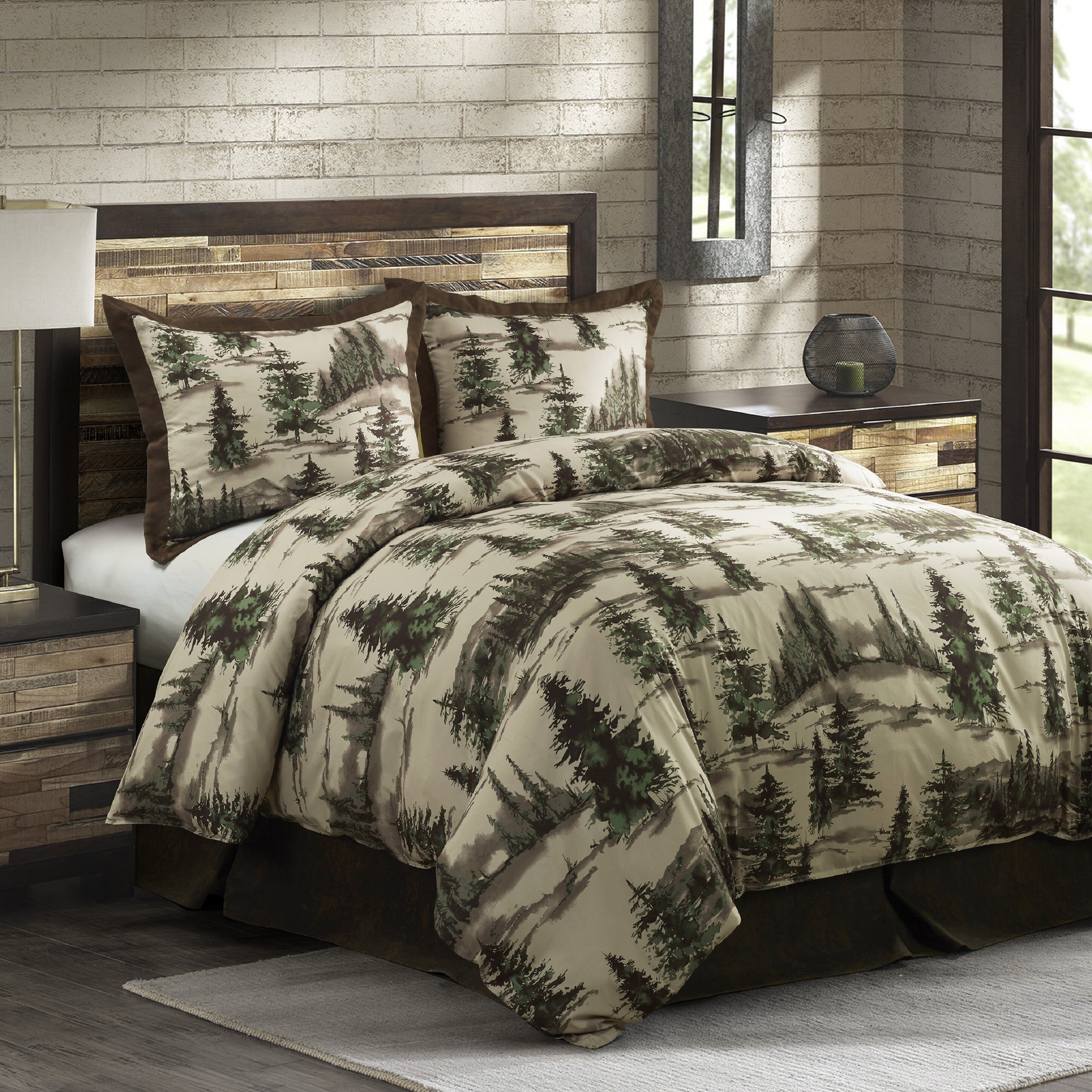https://assets.wfcdn.com/im/75973298/compr-r85/1850/185053691/midway-cream-green-and-brown-pine-tree-print-western-lodge-rustic-cabin-comforter-set.jpg