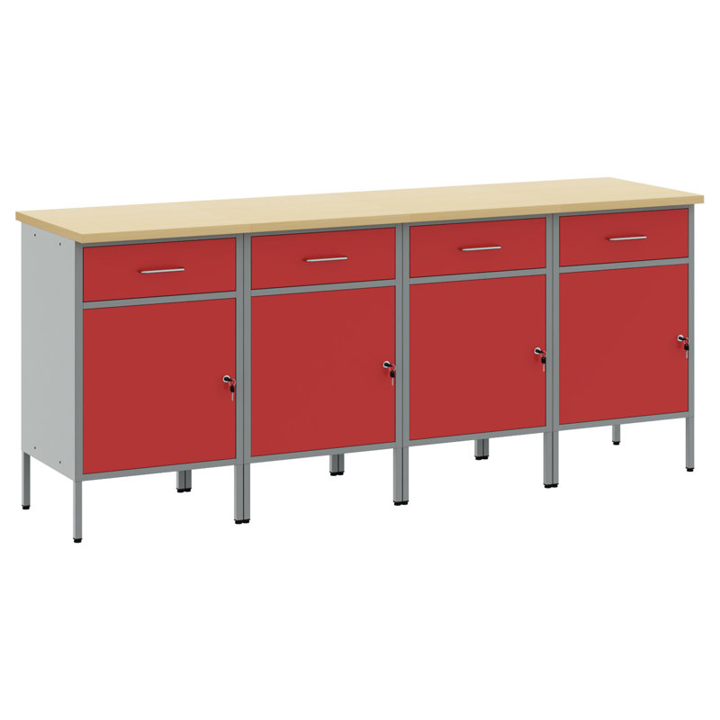 Work Cabinet with Drawer, Red