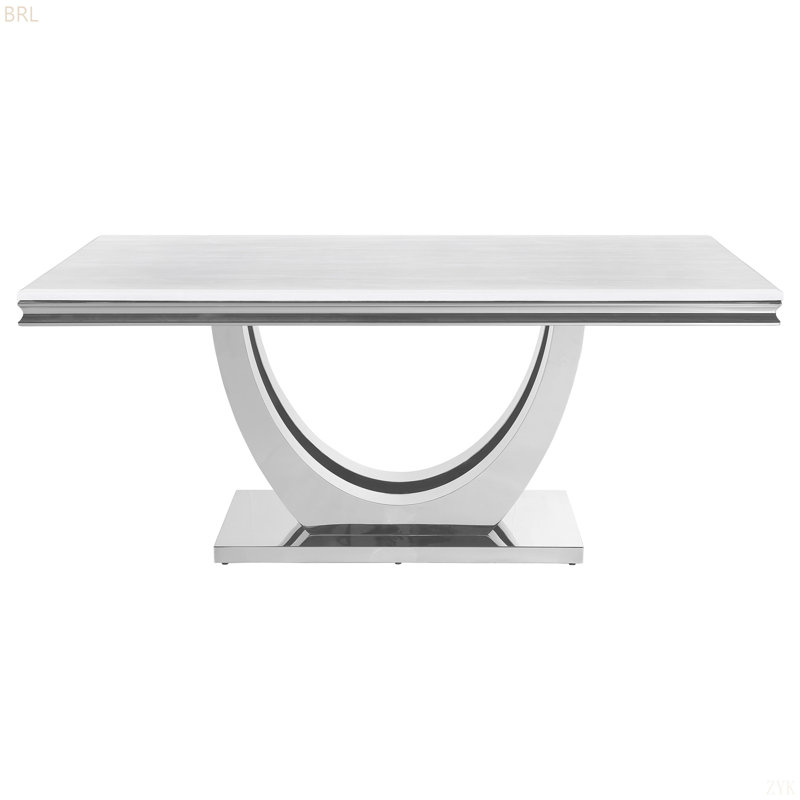 Rectangular Dining Table Set, 5 Pieces: Table, 4 Chairs, Cream White