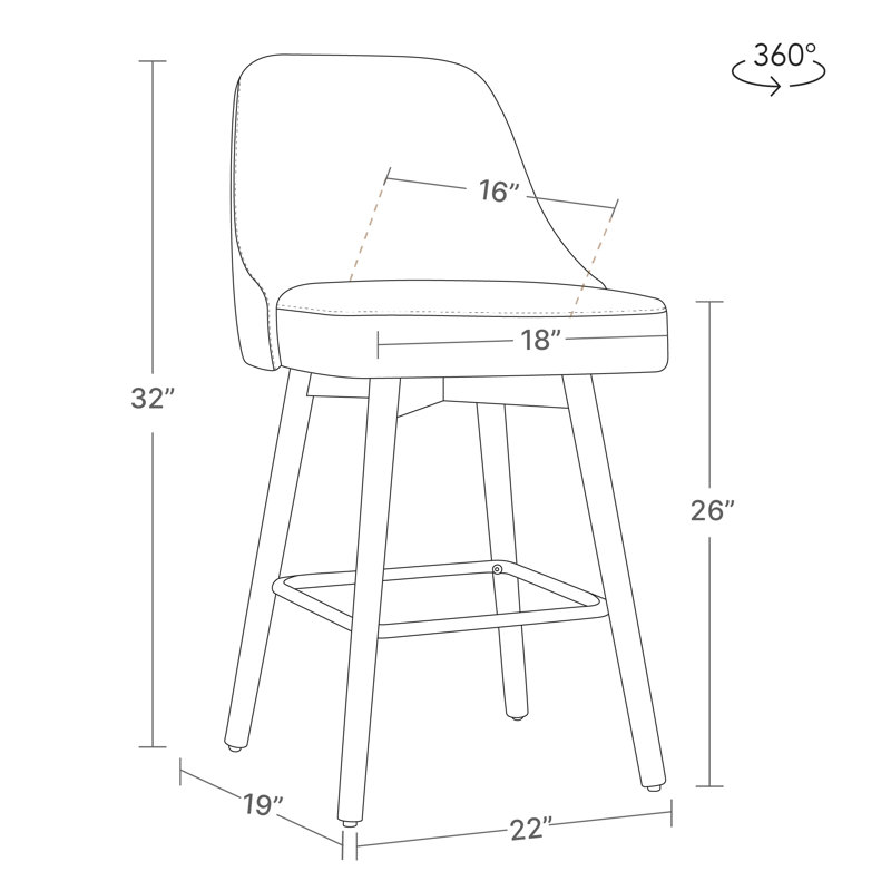 Tabouret de comptoir pivotant 26 po Luong, Gris foncé / Noir