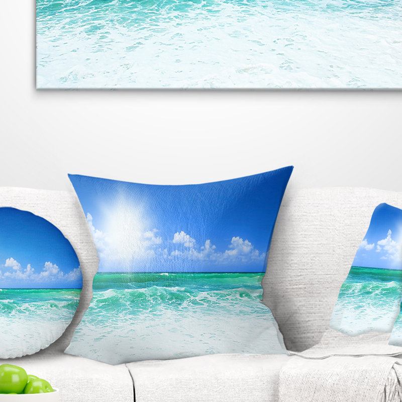 Coussin de plage paysage paysage magnifique, 16 po x 1 po, Carré