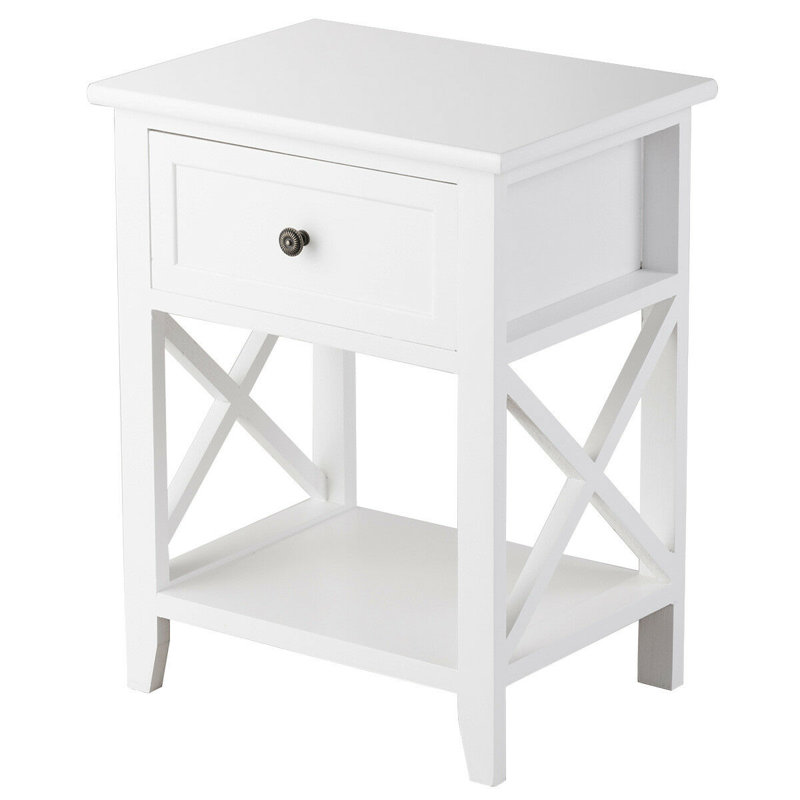 Table de chevet 1 tiroir Fernando, blanc