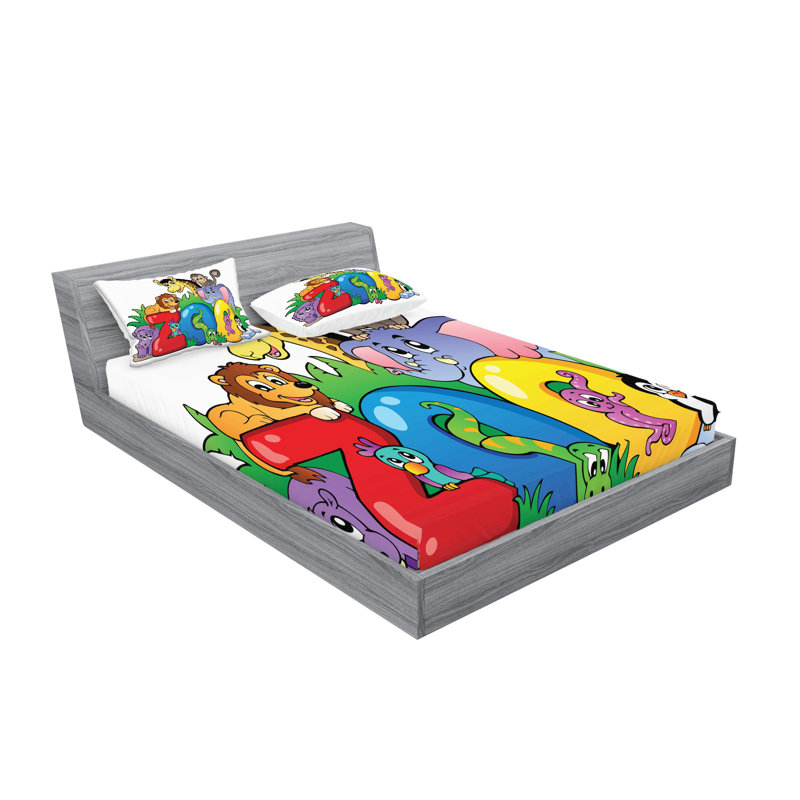 Multicolore drap-housse et coussin décoratif Ambesonne, Ensemble de draps pour grand lit + 5 pièces suppl