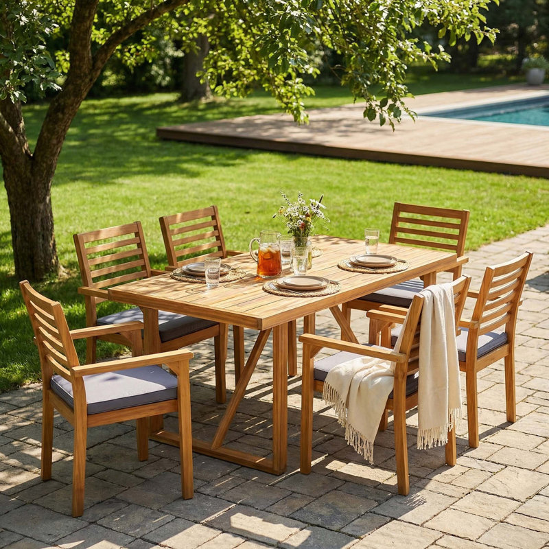 Ensemble repas d'extérieur en bois d'acacia de qualité supérieure pour le jardin et la piscine