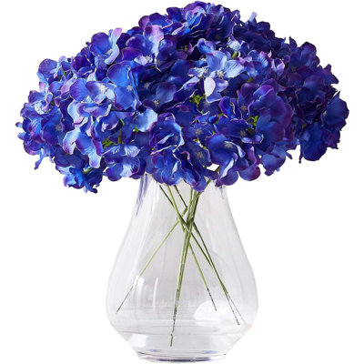 Fleurs d'hortensia artificielles mauves poussiéreuses 10 fausses fleurs d'hortensia en soie pour centres de mariage Bouquets Décoration florale bricolage avec tiges (Vase non inclus)