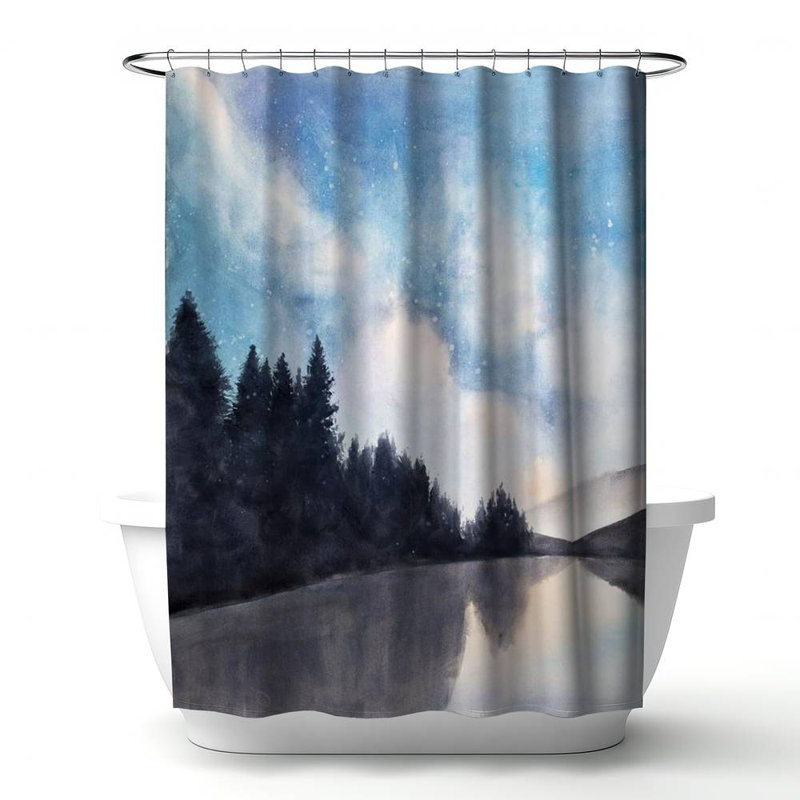Shower Curtain LA127 – Polyester Shower Curtain, Dye Sublimation Print, 71" W × 74" L, Blue