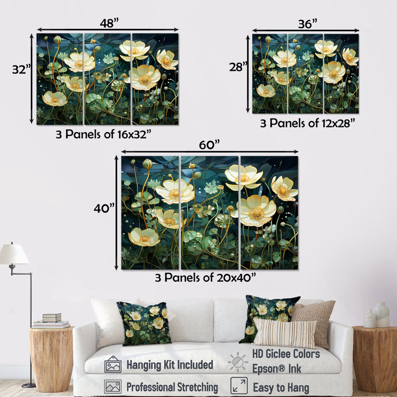 Ensemble d'art mural sur toile méticuleusement détaillé Buttercups I - Buttercups, H 28 po x l 36 po x P 1 po