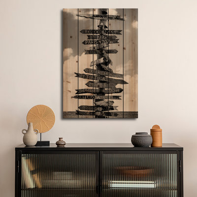 Reproduction d'art mural en bois - «Key West Directional Sign I» par Philippe Hugonnard