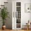 Armoire de cuisine avec étagère de rangement coulissante multifonctionnelle, armoire de rangement de style campagnard avec portes en verre, organisateurs de garde-manger pour la cuisine, armoire de bar, salle à manger