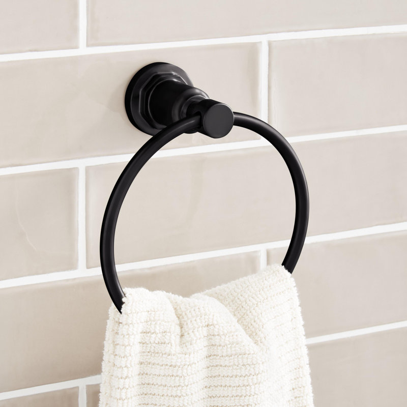 Greyfield 6-1/2" Wall Mounted Towel Ring, Matte Black
