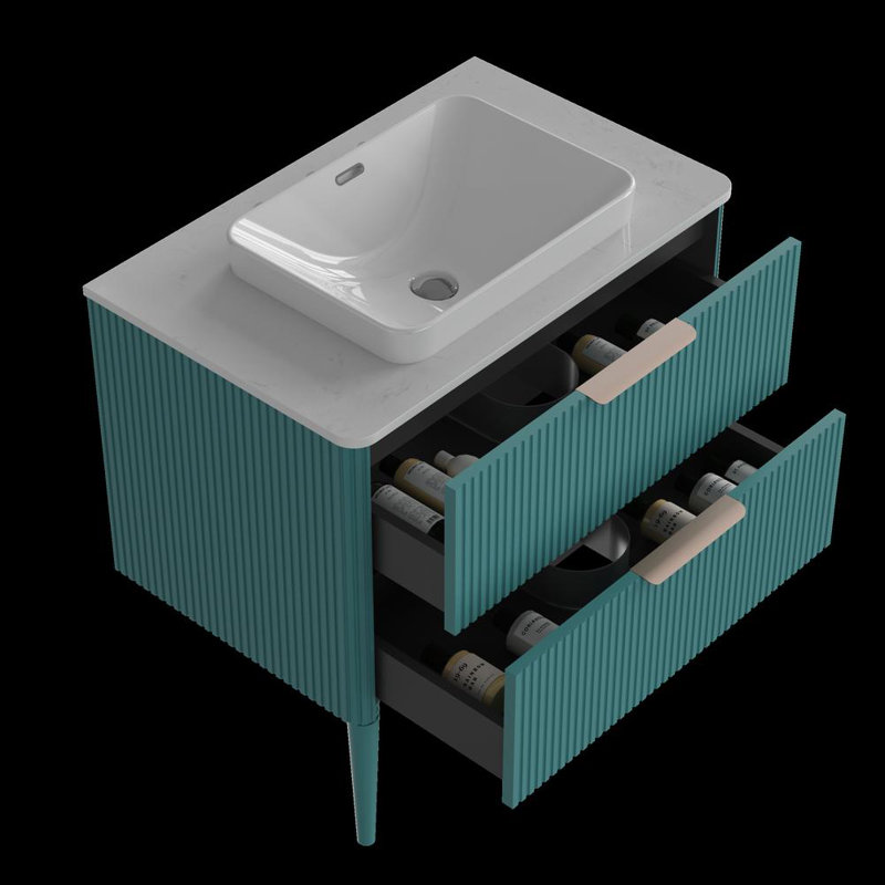 29.9" Striped Bathroom Vanity, Aqua Blue
