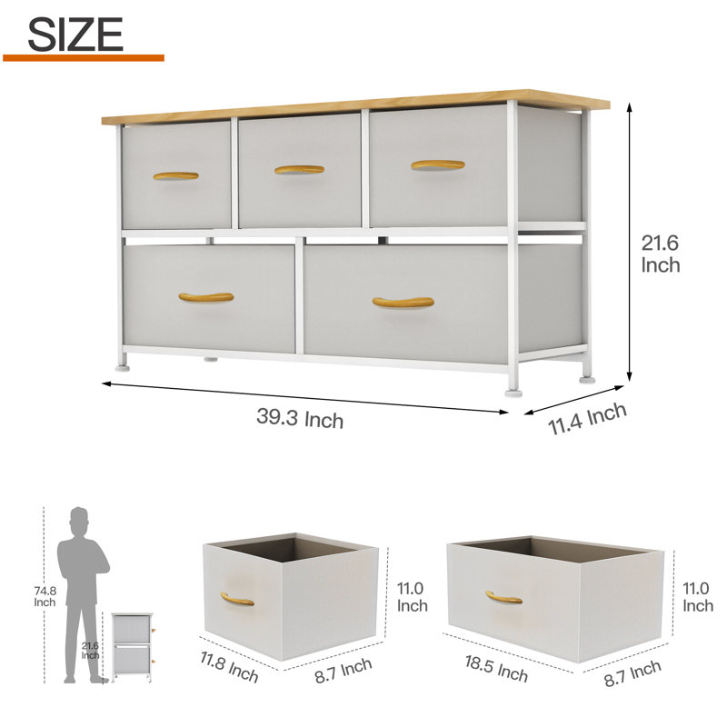 Commode 5 tiroirs Breianne, Érable