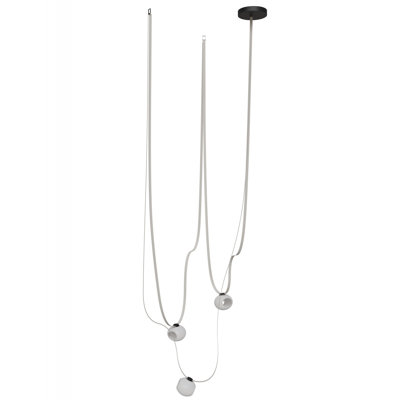 Pangita ​belt 3-light 275"l Pendant In Ivory/white Glass Open Globes